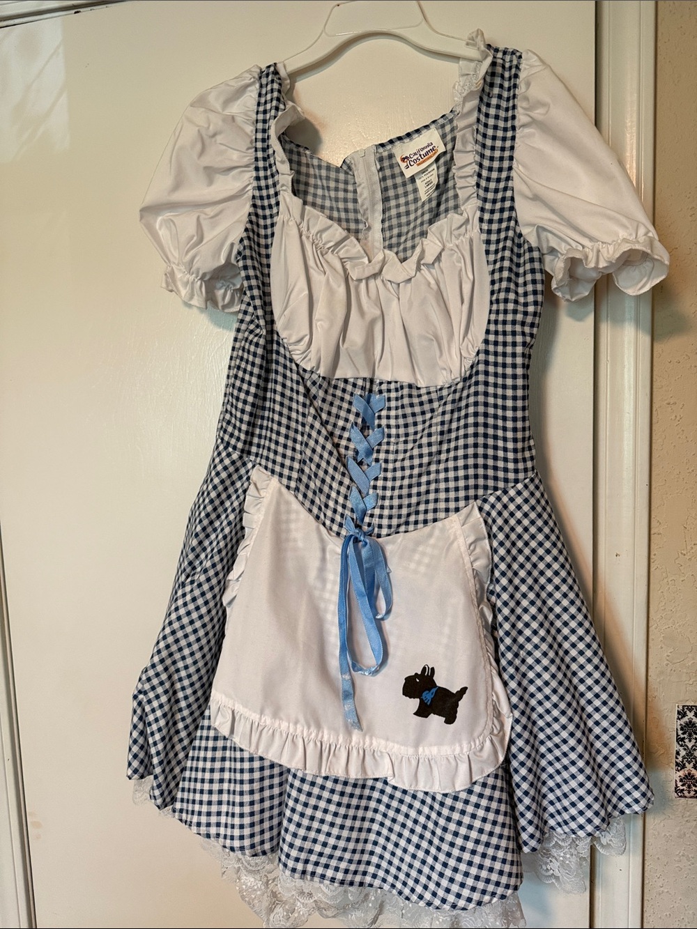 California Costumes Blue Gingham Dorthy-Wizard of Oz- White Apron and Dog Patch